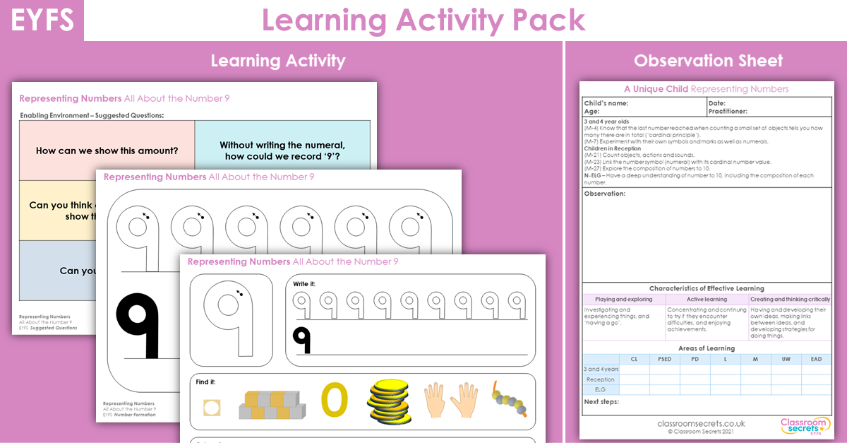 EYFS All About the Number 9 Learning Activity