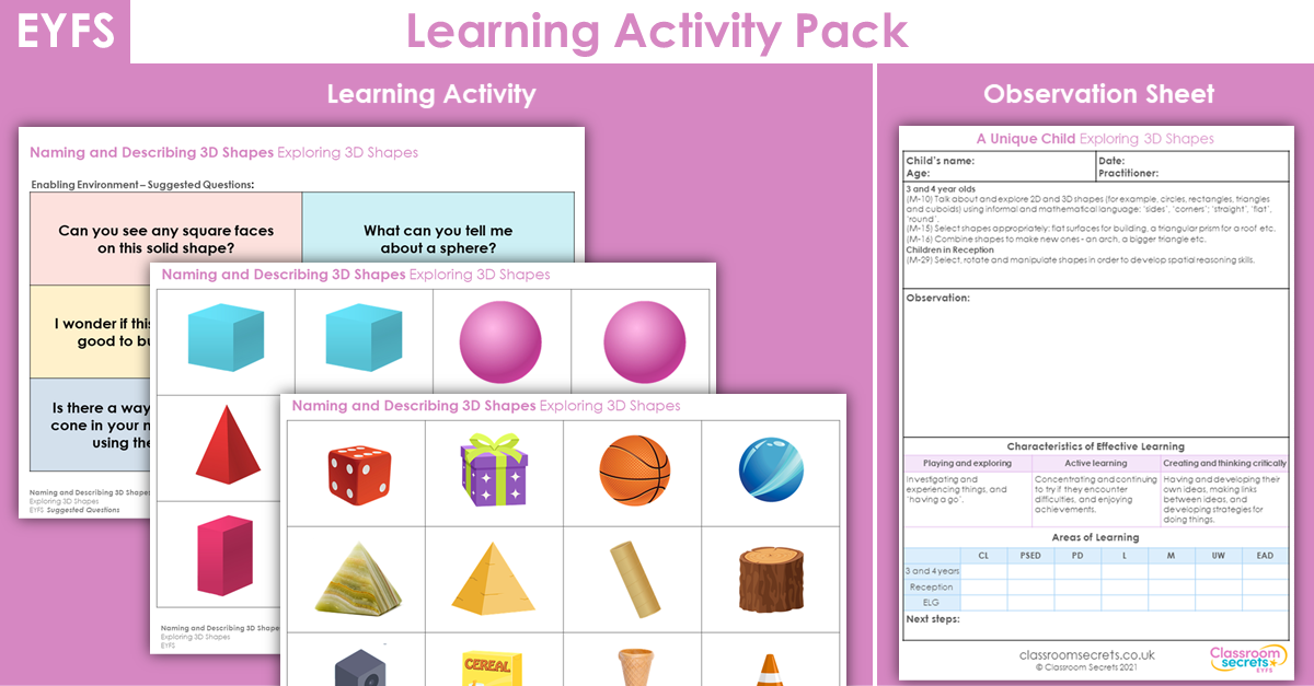 EYFS Exploring 3D Shapes Learning Activity