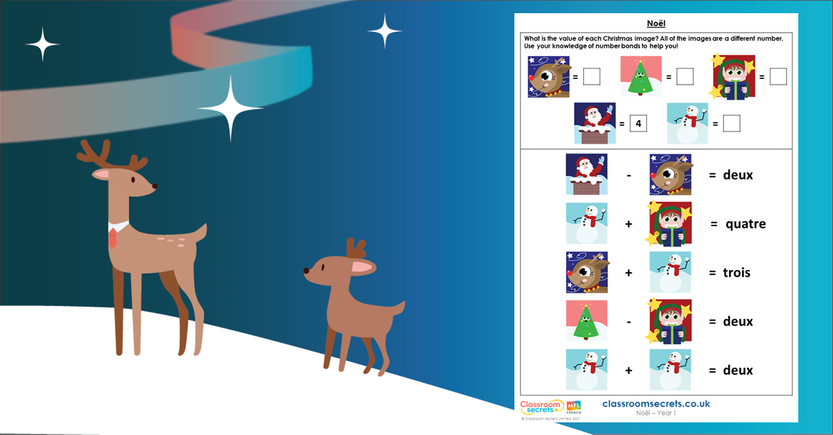 KS1 French Christmas Maths Resource Pack