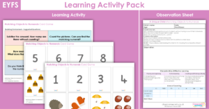 EYFS Matching Objects to Numerals Card Game (0-12) Learning Activity - Autumn