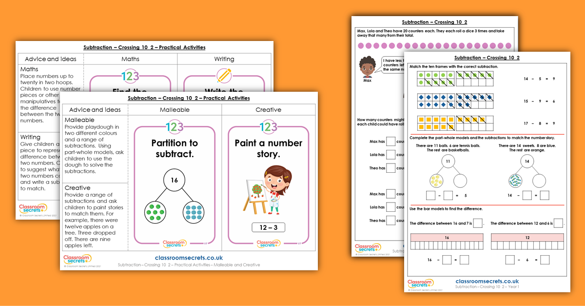 Subtraction Crossing 10 2 Year 1 Resources
