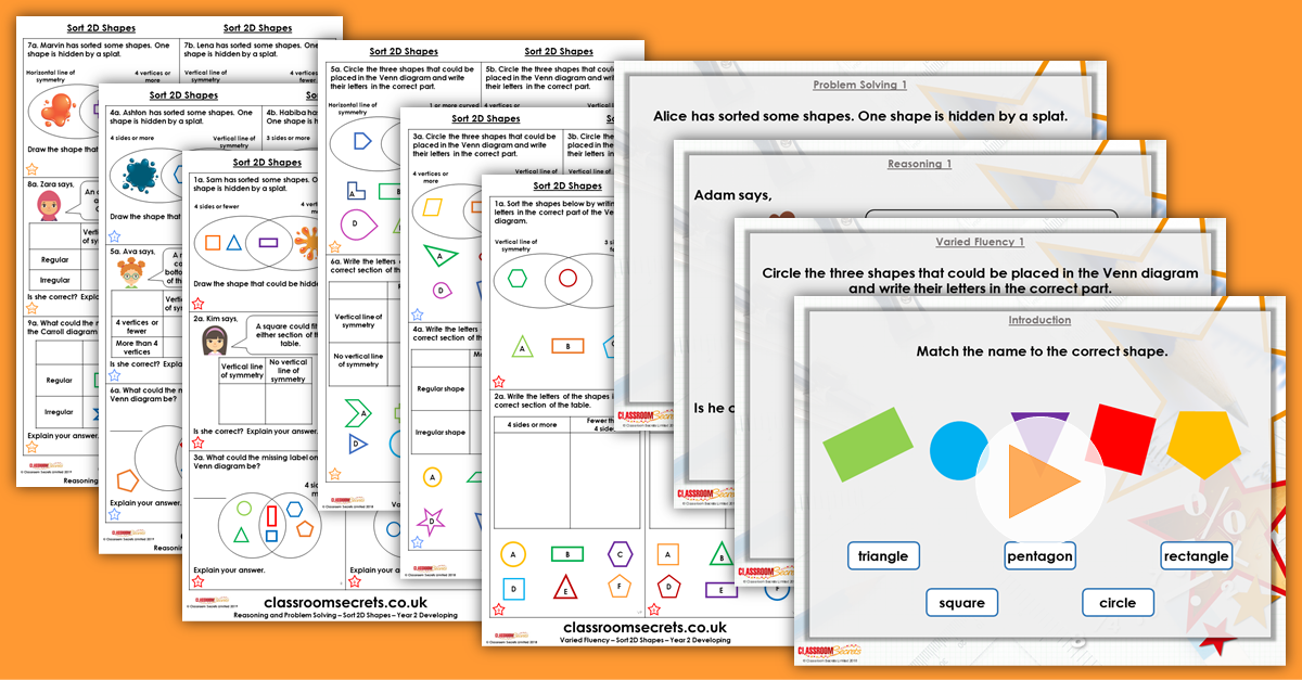 Sort 2D Shapes Year 2 Resources