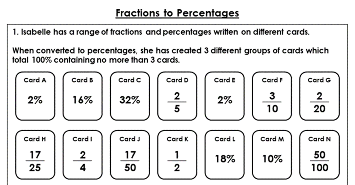 fractions to percentages year 6 problem solving