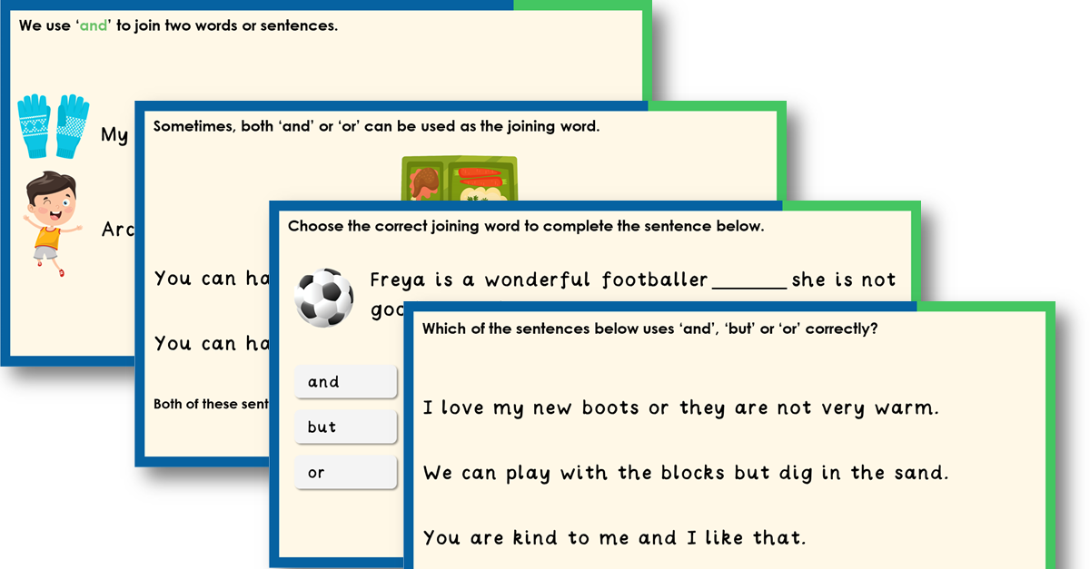Year 1 Using 'and', 'but' and 'or' Teaching PowerPoint