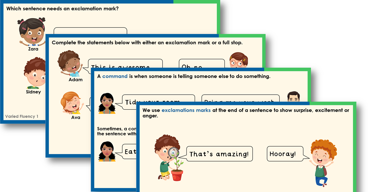 Year 1 Exclamation or Full Stop Teaching PowerPoint
