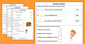 Year 1 Question Openers Homework Extension Questions