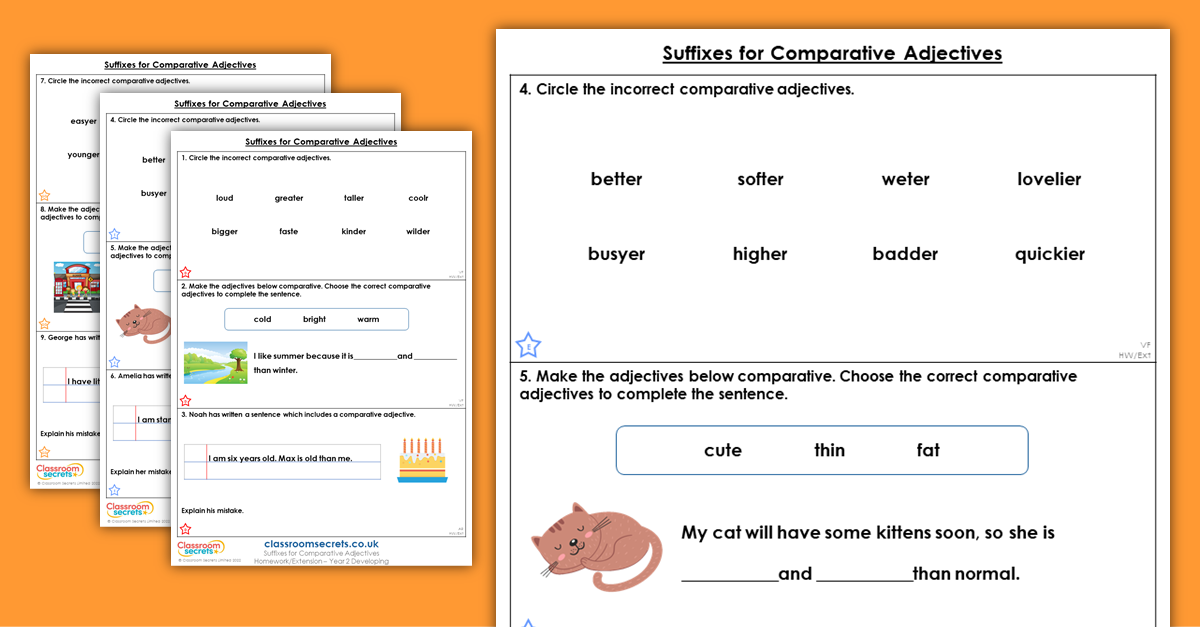 Suffixes for Comparative Adjectives Homework