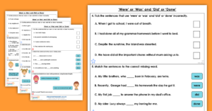Free Year 4 ‘Were’ or ‘Was’ and ‘Did’ or ‘Done’ Homework Extension Standard English