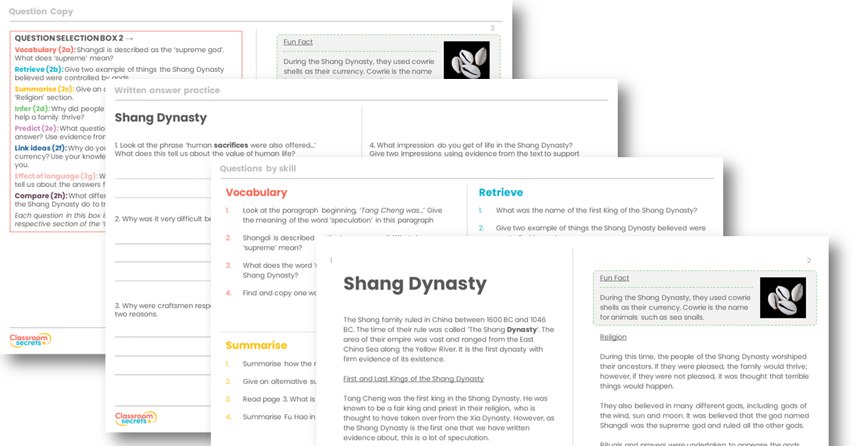 Year 5 Reading Skills - Shang Dynasty