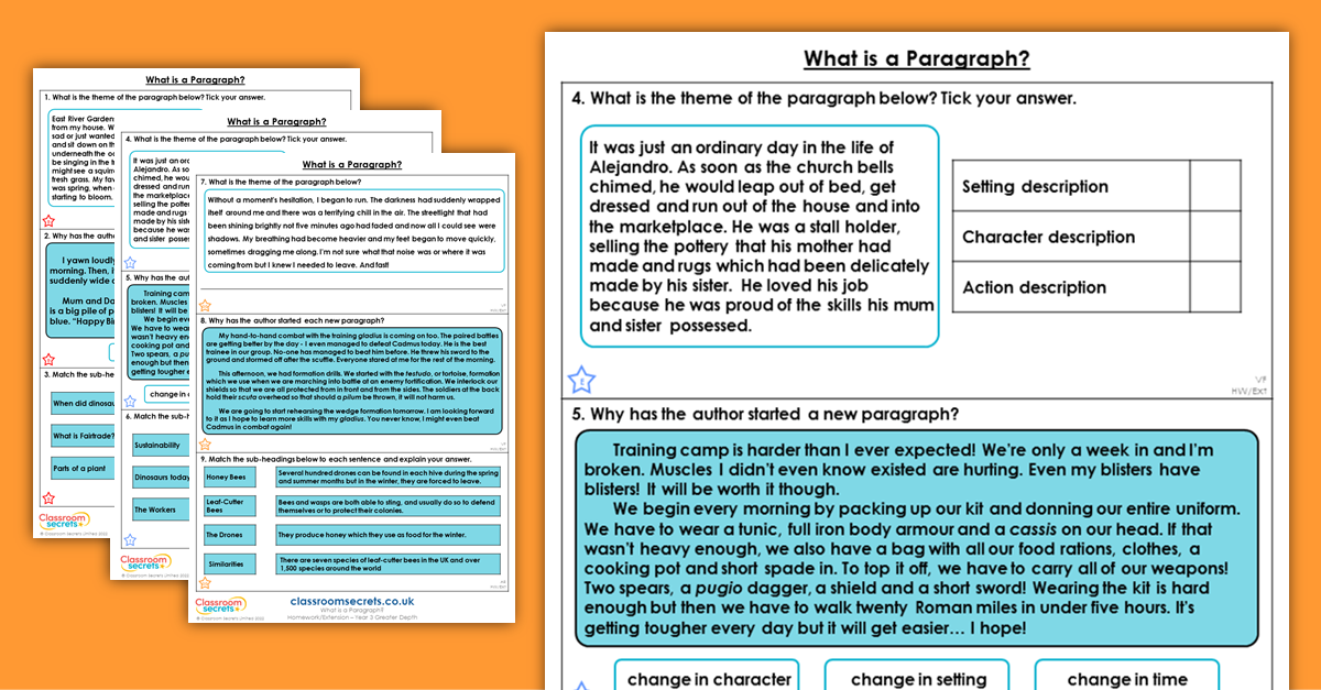 Year 3 What is a Paragraph? Homework
