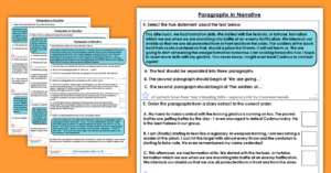 Year 3 Paragraphs in Narrative Homework Extension Paragraphs