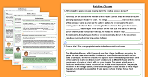 Year 5 Relative Clauses Homework Extension Cohesion