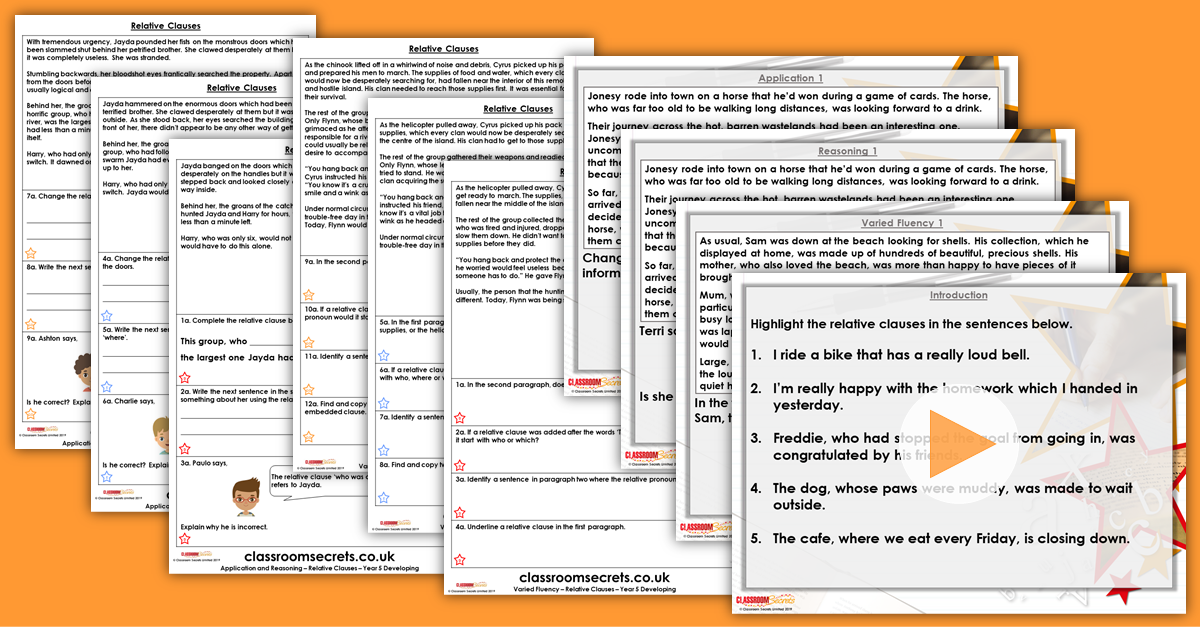 Relative Clauses Year 5 Resource Pack