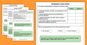 Year 6 Paragraphs in Non-Fiction Homework Extension Cohesion