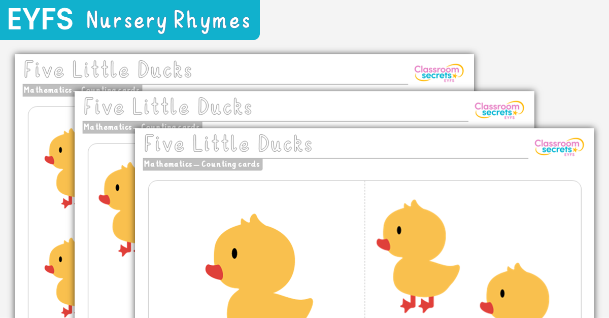 Five Little Ducks Counting Cards EYFS Rhymes