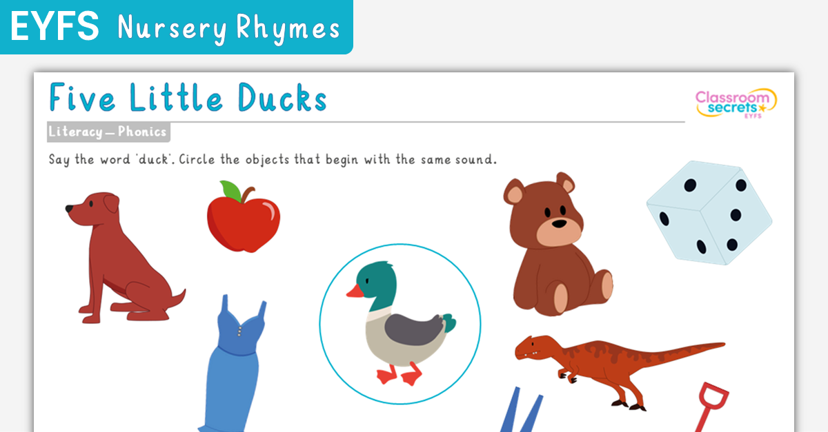Five Little Ducks Phonics Activity EYFS Rhymes