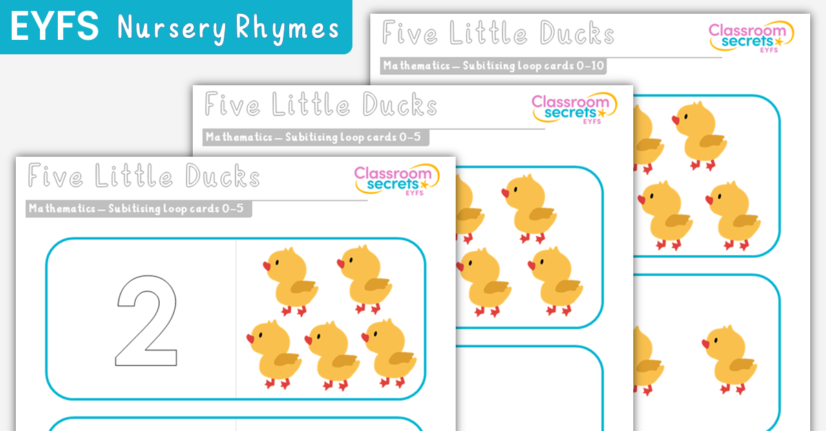 EYFS Five Little Ducks Subitising Loop Cards