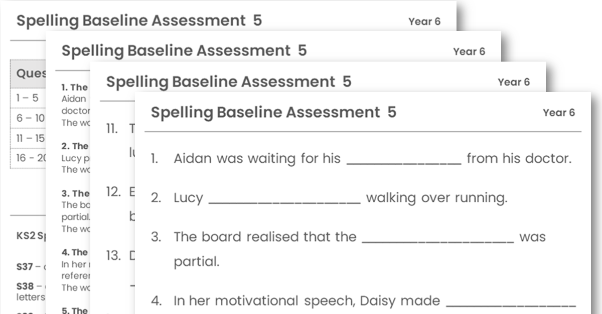 Year 6 Spelling Baseline Assessment