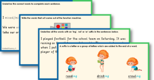 Year 1 Recognising and Using '-ing', '-ed' and '-er' Teaching PowerPoint