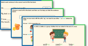 Year 1 Comparing and Correcting '-ing', '-ed' and '-er' Teaching PowerPoint