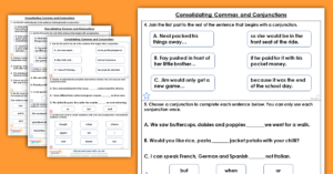 Year 2 Consolidating Commas and Conjunctions Homework Extension Consolidation