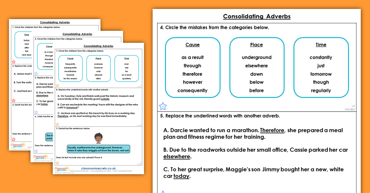 Year 4 Consolidating Adverbs Homework