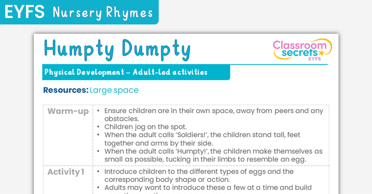 EYFS Humpty Dumpty Physical Development