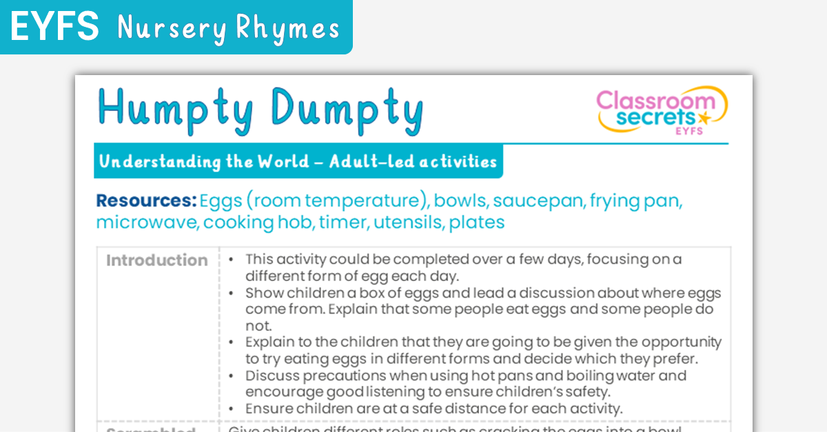 EYFS Humpty Dumpty Cooking Eggs