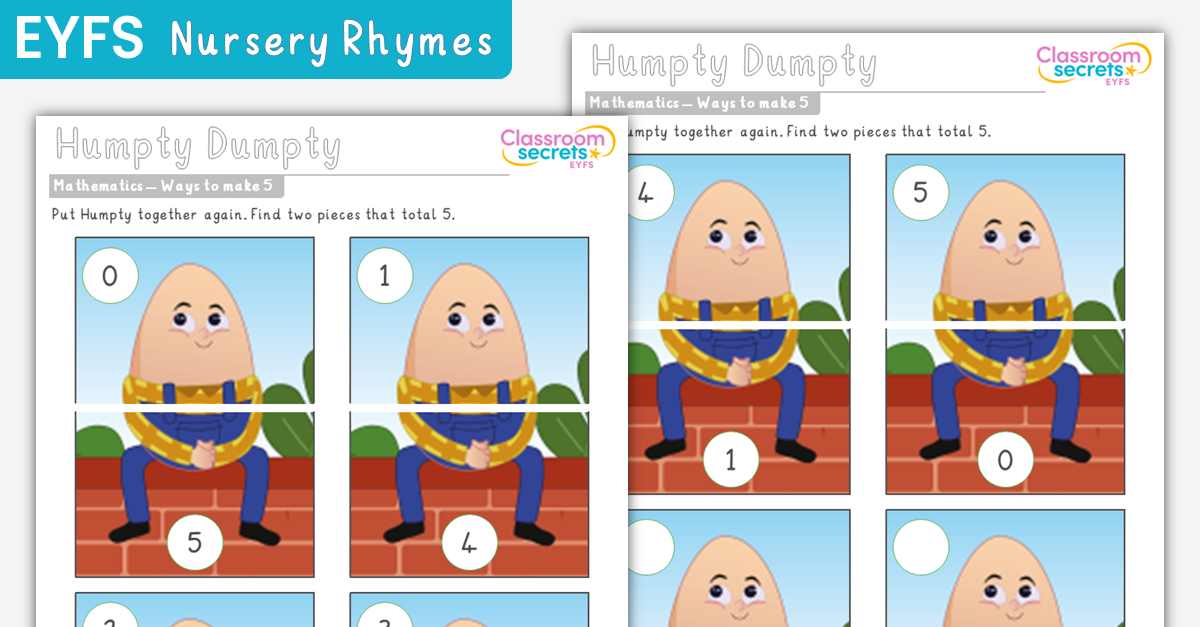 EYFS Humpty Dumpty Ways to Make 5