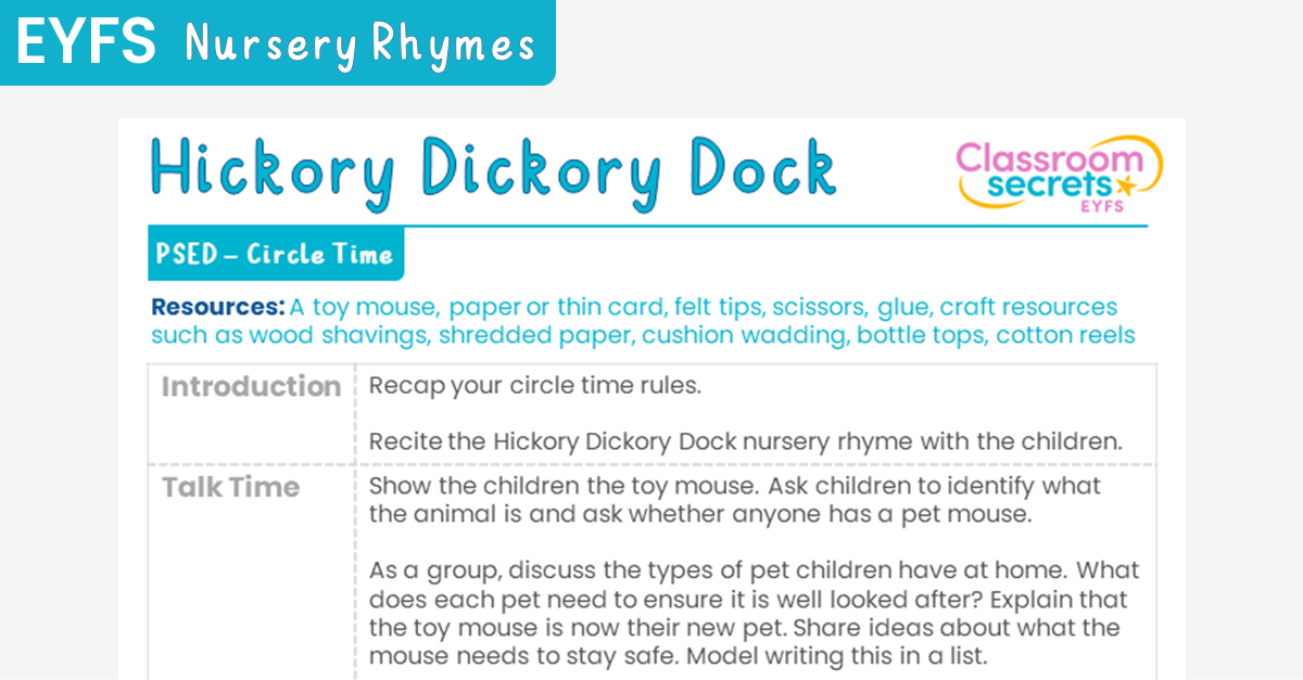 EYFS Hickory Dickory Dock Circle Time