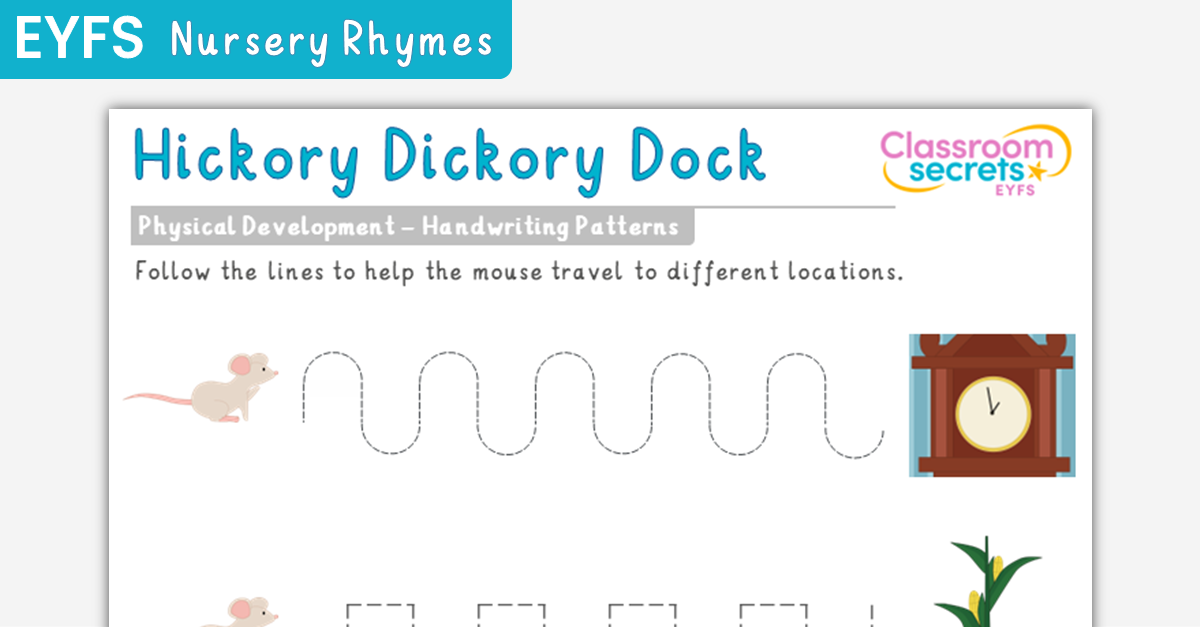 EYFS Hickory Dickory Dock Handwriting Patterns