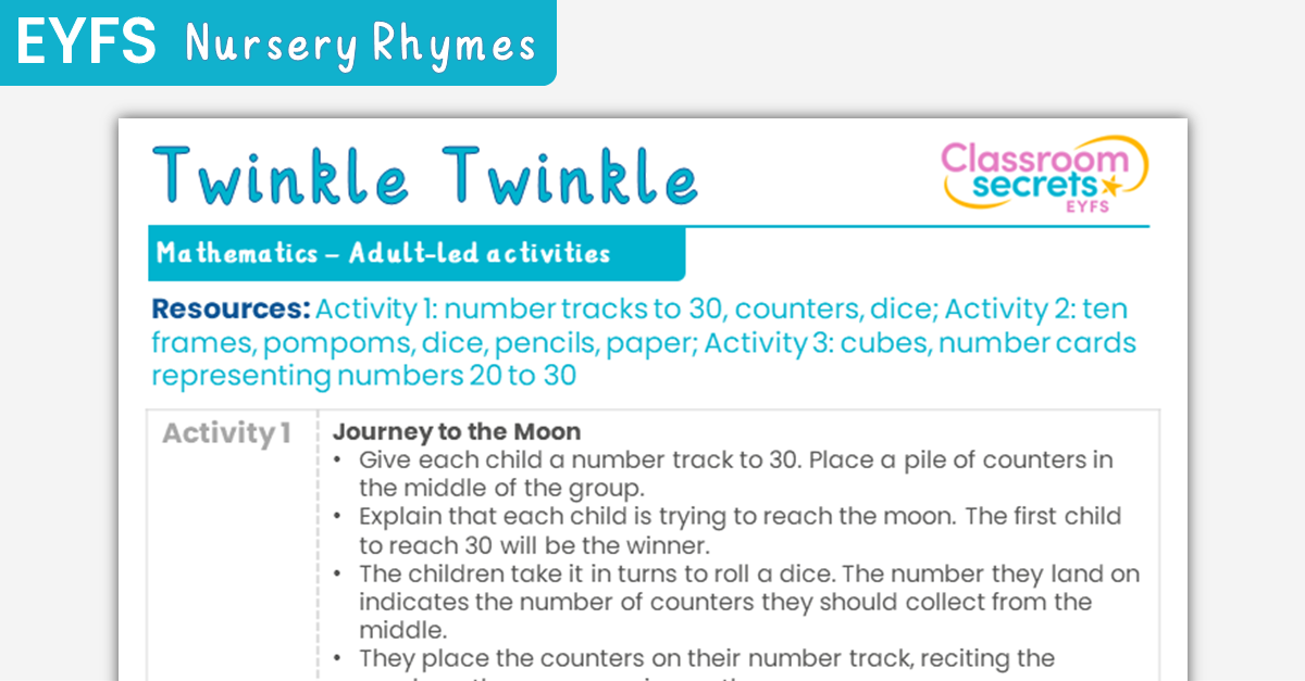 EYFS Twinkle Twinkle Maths Adult-Led Activities