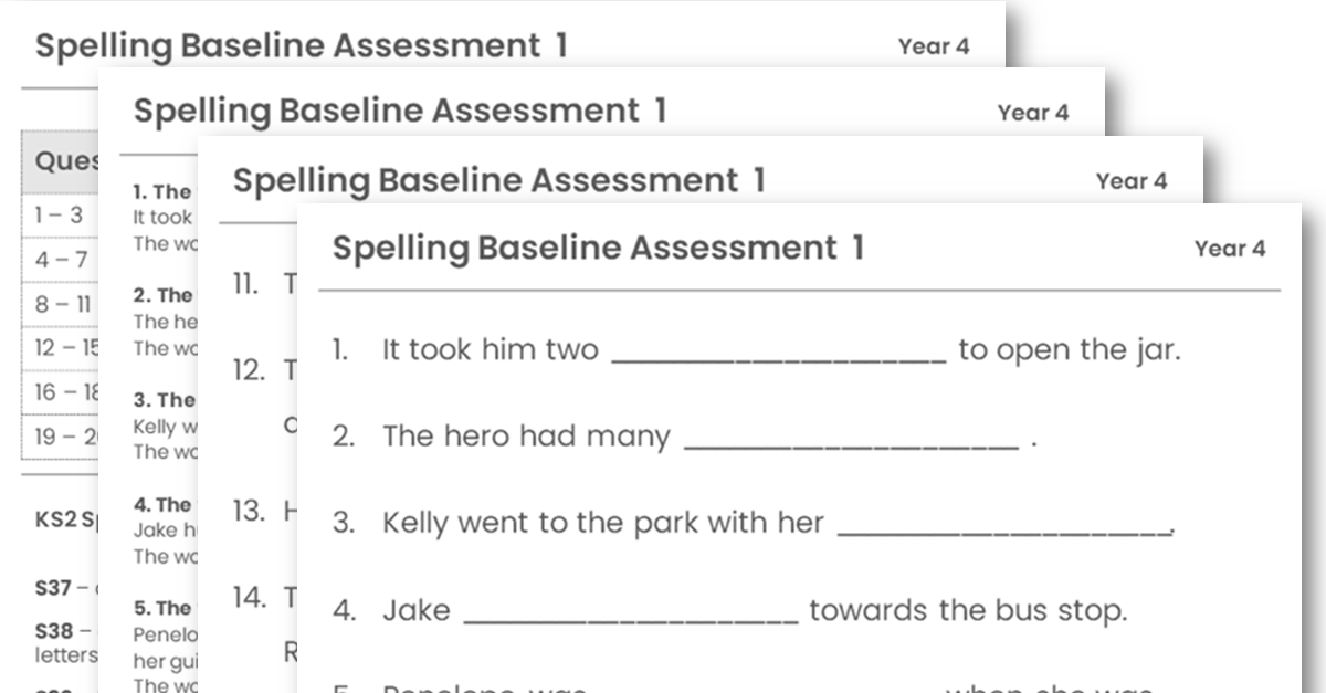 Year 4 Spelling Baseline Assessment