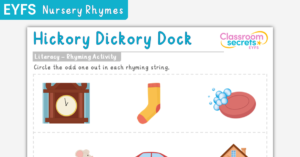 EYFS Hickory Dickory Dock Rhyming Activity