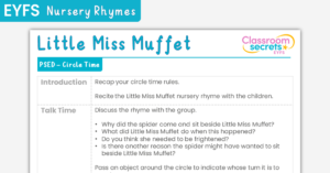 EYFS Little Miss Muffet Circle Time