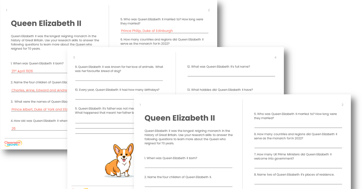 Free Queen Elizabeth II Factfile Research Activity