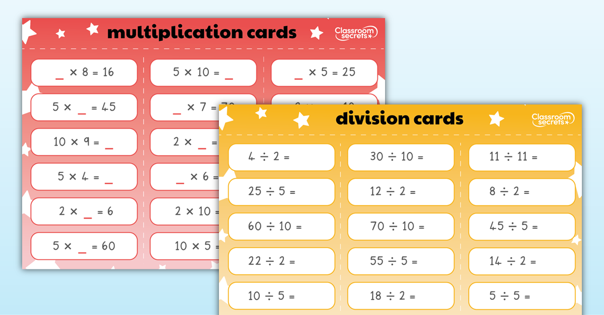 Year 2 Multiplication and Division Cards 