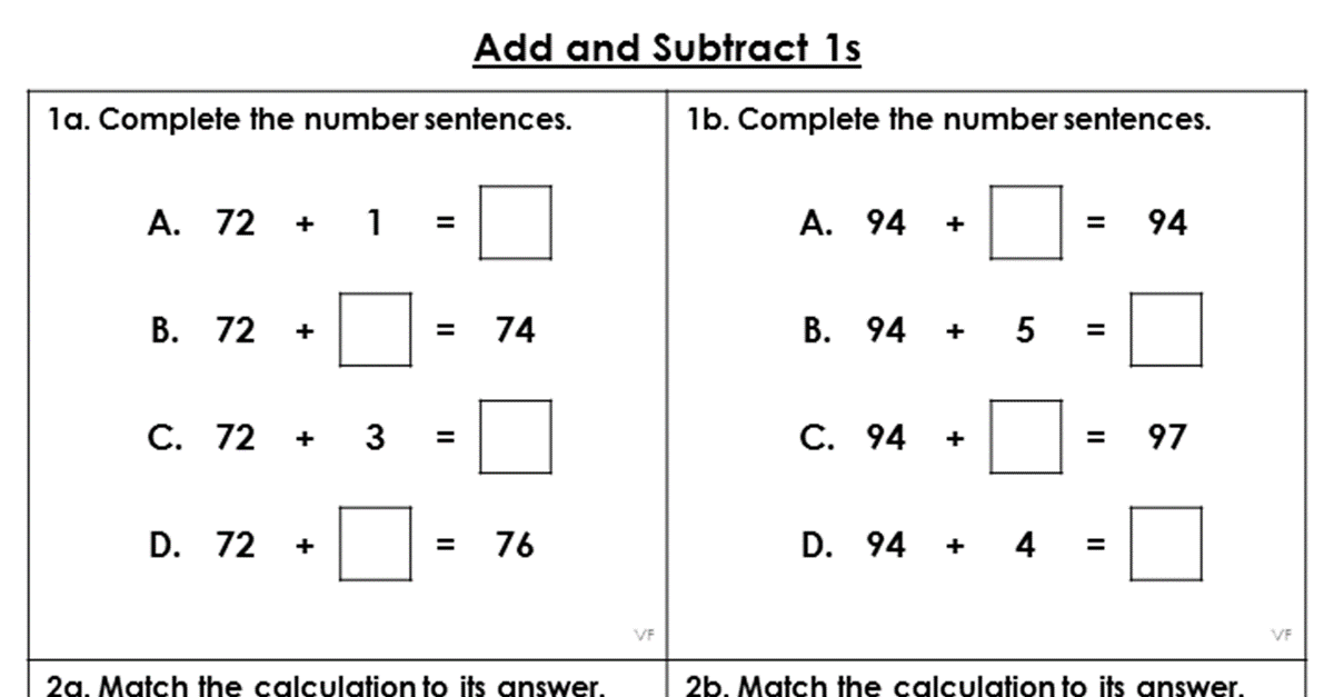 Add and Subtract 1s - Varied Fluency