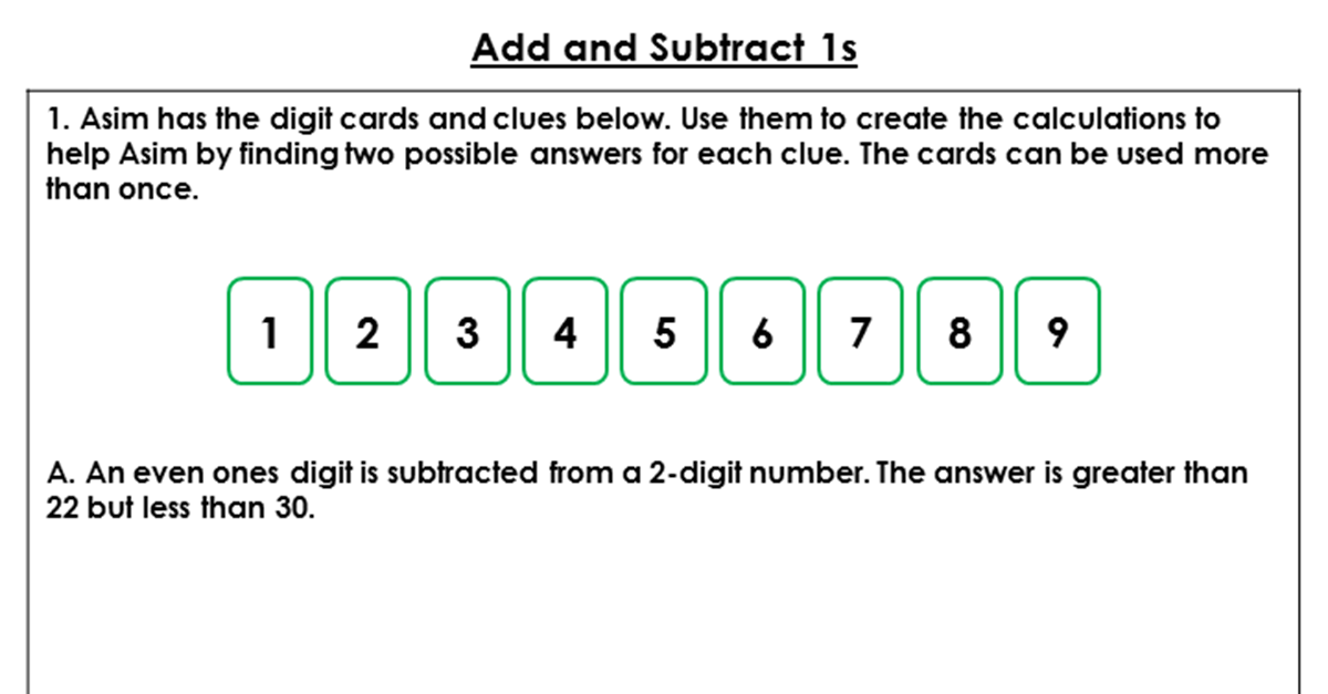 Add and Subtract 1s - Discussion Problem