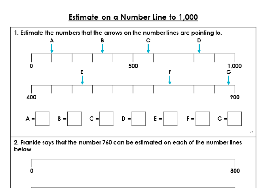 Number Line To 1000 Year 3 Worksheet