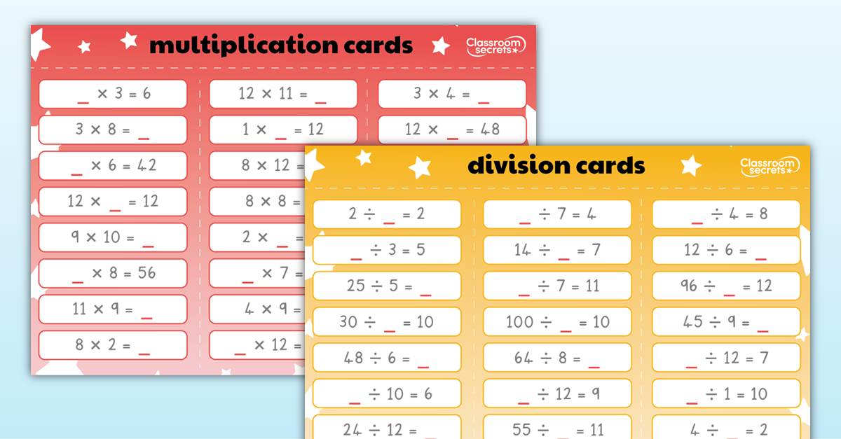 Years 4-6 Multiplication and Division Cards