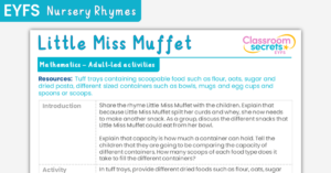 EYFS Little Miss Muffet Maths Adult-Led Activity