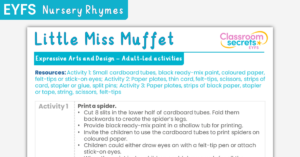 EYFS Little Miss Muffet Expressive Arts and Design