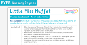 EYFS Little Miss Muffet Physical Development