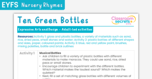 EYFS Ten Green Bottles Expressive Arts and Design