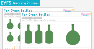 EYFS Ten Green Bottles Peg Activity Cards