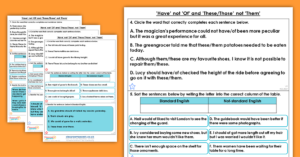 Year 4 ‘Have’ not ‘Of’ and ‘These/Those’ not ‘Them’ Homework Extension