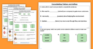 Year 6 Consolidating Prefixes and Suffixes Homework Extension