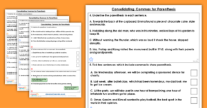 Year 6 Consolidating Commas for Parenthesis Homework Extension