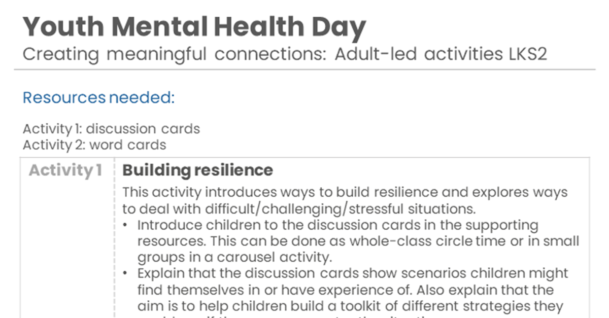 Youth Mental Health Day Classroom Secrets